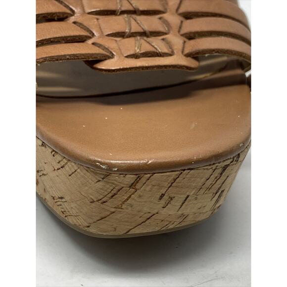 Franco Sarto Brown Leather Cork Wedge Heel Sandals Women Sz 10 - Picture 9 of 9